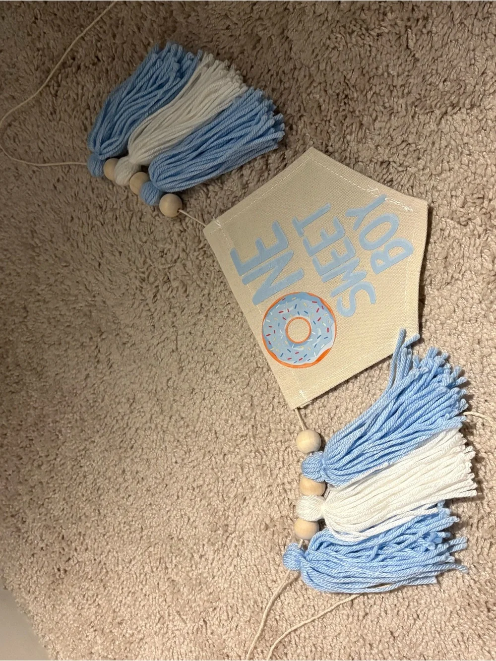 One Sweet Boy Blue Tassel highchair Banner - donut